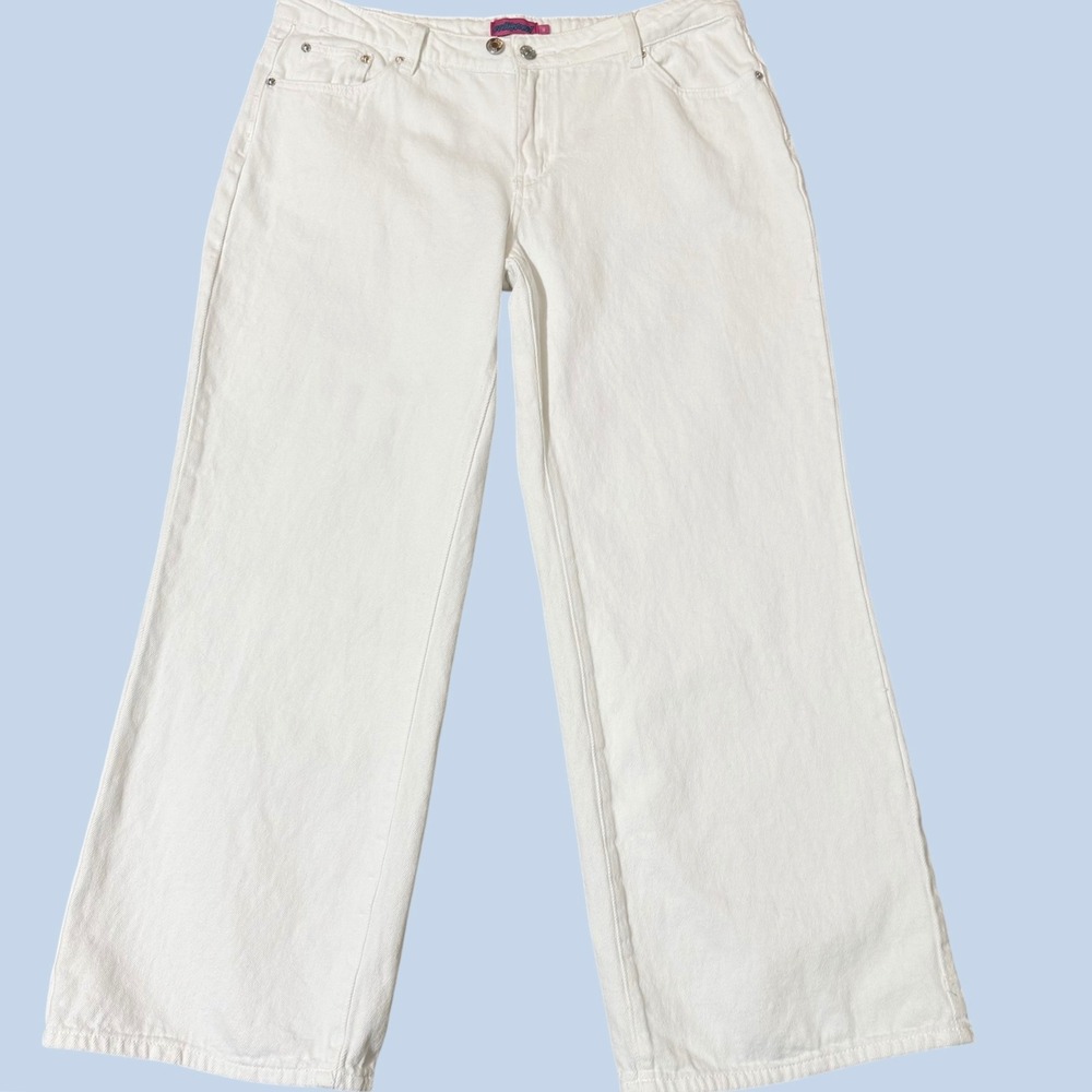 Edikted Womens White Wide Leg Denim Jeans High Rise Size XL‎ Baggy Streetwear